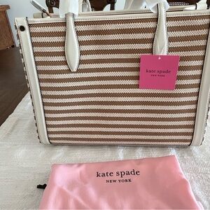 Kate Spade Tan and Cream Striped Tote